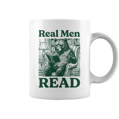 Real Men Read Cute Bear Tea Book Lover Men Boys Reading Premium Tri-Blend Graphic Print Coffee Mug - Bookorys CA