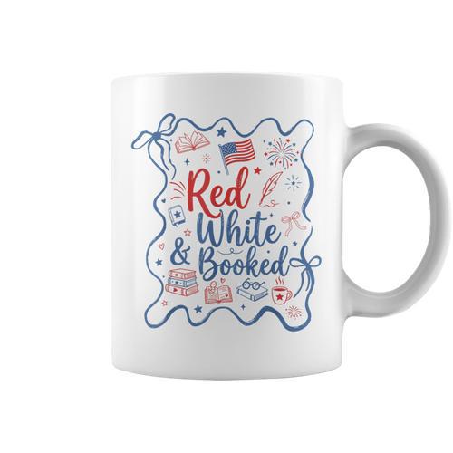 Red And Booked Coquette 4th Of July Book Lover Graphic Print Coffee Mug - Bookorys AU