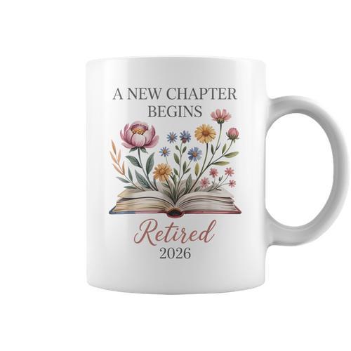 Retired 2026 Teacher Women A New Chapter Begins Floral Book Graphic Print Coffee Mug - Bookorys