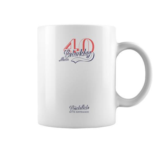 Retro 40th Birthday Guest List Guest Book 40th Birthday Graphic Print Coffee Mug - Bookorys AU