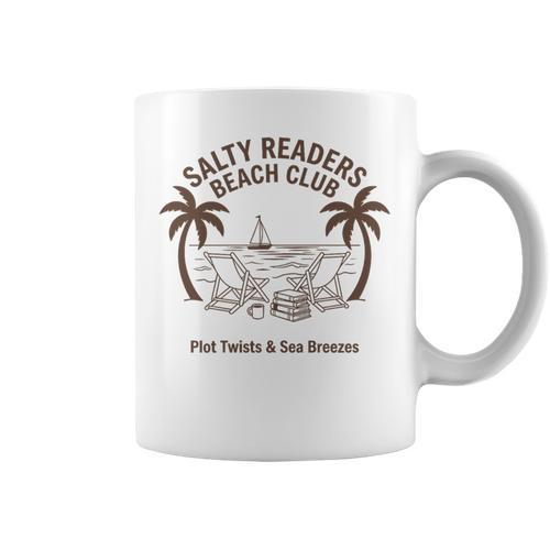 Salty Readers Beach Club Books Plot Twists & Sea Breezes Premium Tri-Blend Graphic Print Coffee Mug - Bookorys CA