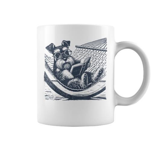 Schnauzer Hammock Reading Book Schnauzer Glasses Graphic Print Coffee Mug - Bookorys UK
