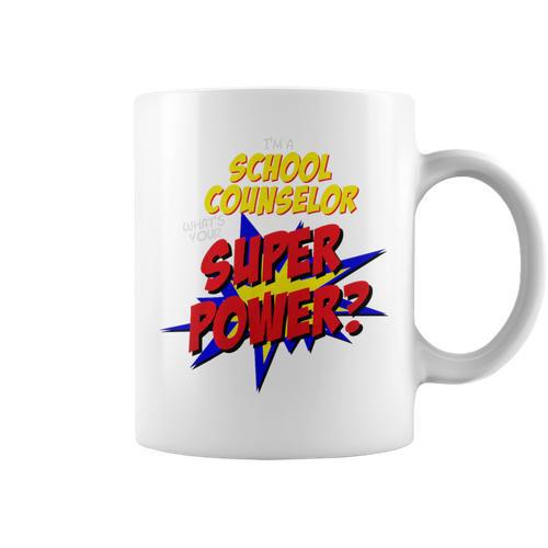 School Counselor Teacher Superhero Superpower Comic Book Premium Tri-Blend Graphic Print Coffee Mug - Bookorys DE