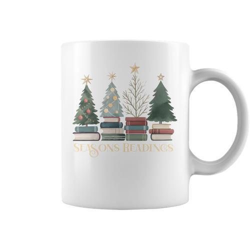 Seasons Readings Christmas Tree Book Lover Graphic Print Coffee Mug - Bookorys CA