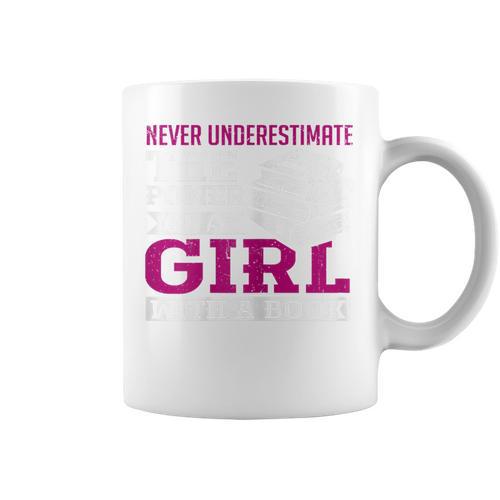 SOMMAS BOOKS Never Underestimate The Power Of a Girl With a Book Reading Graphic Print Coffee Mug - Bookorys