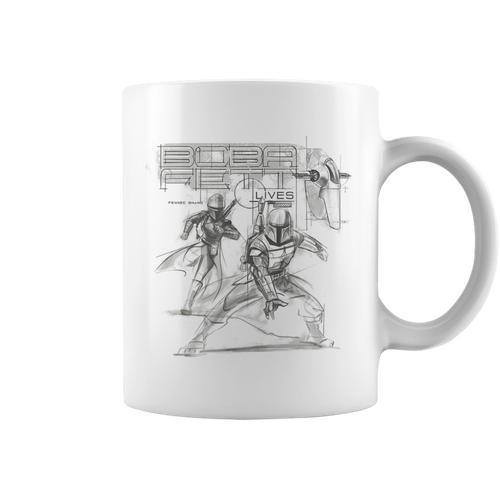 Star Wars The Book Of Boba Fett Group Shot Lives Sketch Graphic Print Coffee Mug - Bookorys