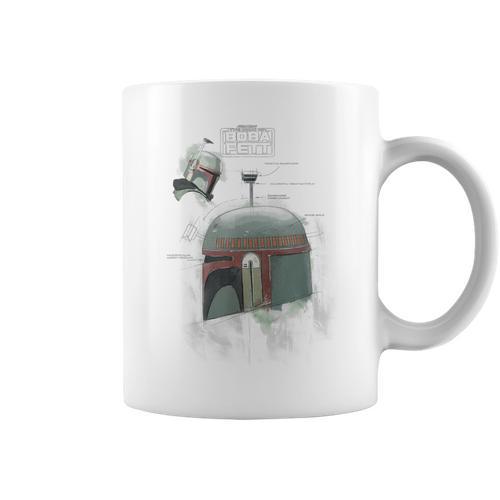 Star Wars The Book Of Boba Fett Helmet Schematic V-1 Graphic Print Coffee Mug - Bookorys