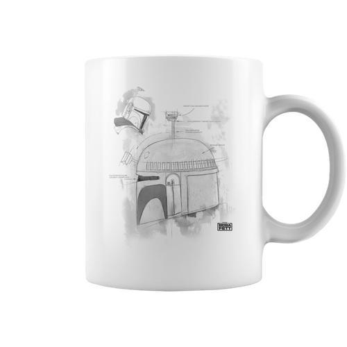 Star Wars The Book Of Boba Fett Helmet Schematic V-4 Graphic Print Coffee Mug - Bookorys