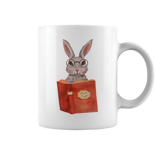 Studious Studying Bunny Book Lover Reading Geek Rabbit Graphic Print Coffee Mug - Bookorys