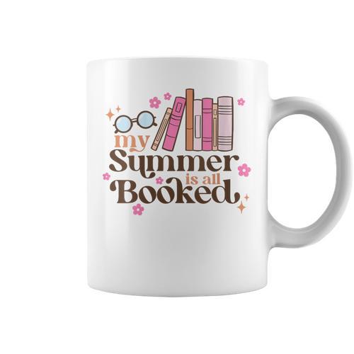 My Summer Is All Booked Retro Summer Book Lover Womens Girls Graphic Print Coffee Mug - Bookorys