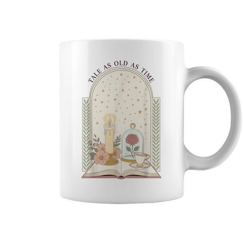 Tale As Old As Time Rose Candle And Book Graphic Print Coffee Mug - Bookorys