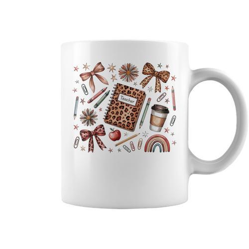 Teacher Coquette Bow Book First Day Of School Back To School Graphic Print Coffee Mug - Bookorys UK