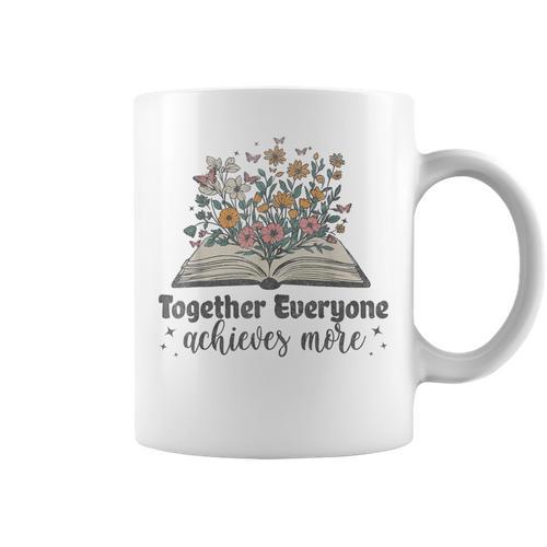 Together Everyone Achieves More Floral Book Reading Team Graphic Print Coffee Mug - Bookorys CA
