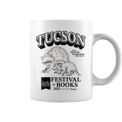 Tucson Festival Of Books TFOB 2023 Racoon Mascot Graphic Print Coffee Mug - Bookorys