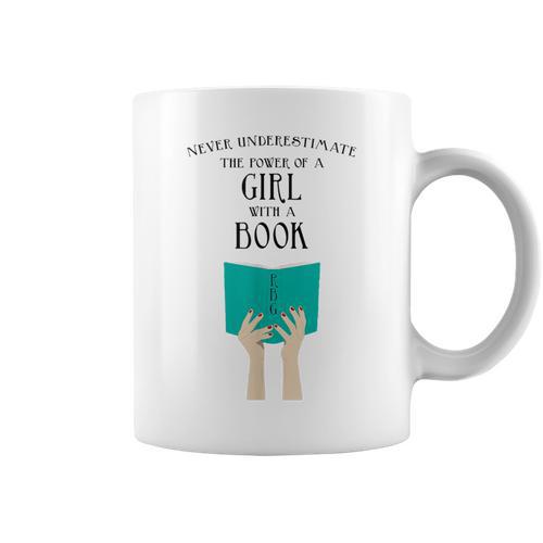 Never Underestimate The Power Of A Girl With A Book RBG Graphic Print Coffee Mug - Bookorys