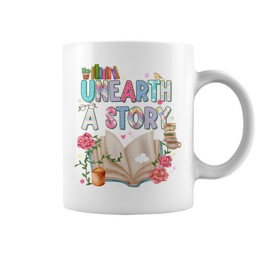 Unearth A Story Library Book Reading Program 2026 Summer Graphic Print Coffee Mug - Bookorys AU