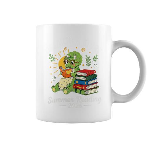 Unearth a Story Triceratops Dinosaur Reading Books Cute Dino Premium Tri-Blend Graphic Print Coffee Mug - Bookorys