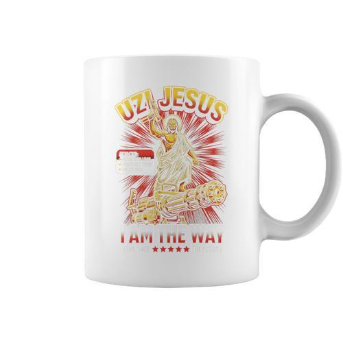 Uzi Jesus Tshirt RPG Books Christian Religion God Faith Premium Tri-Blend Graphic Print Coffee Mug - Bookorys UK