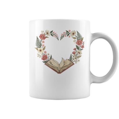 Vintage Book Lover Valentine Heart Premium Tri-Blend Graphic Print Coffee Mug - Bookorys UK