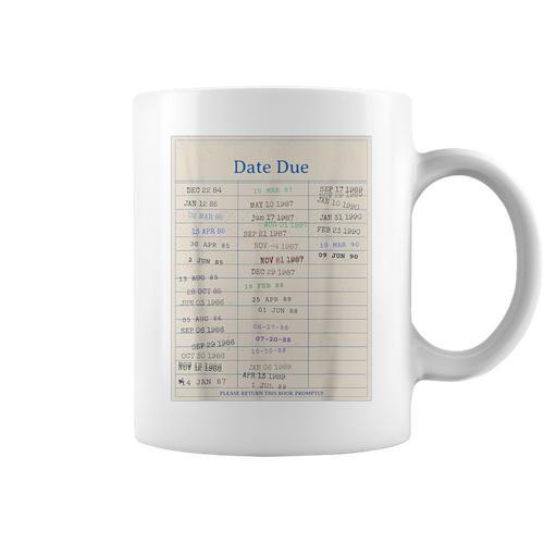 Vintage Library Due Date Card For Book Lovers Librarians Graphic Print Coffee Mug - Bookorys AU