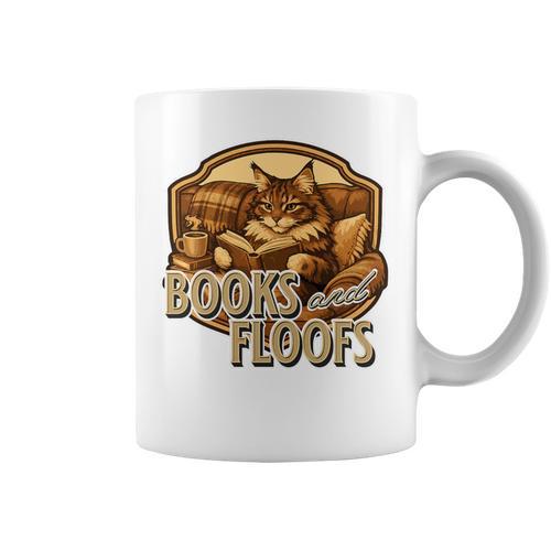 Vintage Style Maine Coon Cat Reading Books And Floofs Premium Tri-Blend Graphic Print Coffee Mug - Bookorys DE