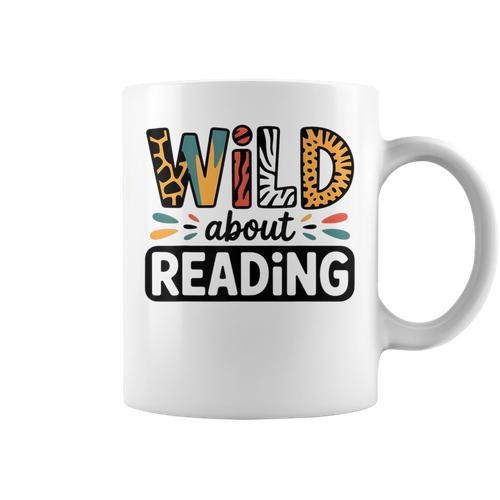 Wild About Reading Reading Books And Bookworm Library Day Graphic Print Coffee Mug - Bookorys