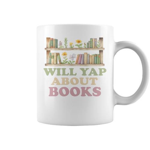 Will Yap About Books Reader Book Nerd Book Reading Lover Premium Tri-Blend Graphic Print Coffee Mug - Bookorys AU