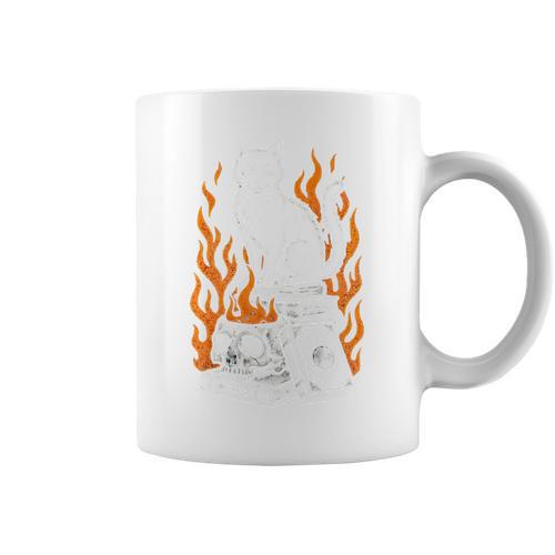Witchy Creepy Goth Cat Skull Flames Occult Magic Books Comfort Colors Crop Top Graphic Print Coffee Mug - Bookorys
