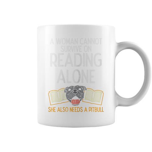 Woman Book Librarian Reading Pitbull Dog Owner Women Graphic Print Coffee Mug - Bookorys