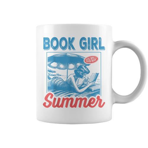 Women Retro Book Girl Summer Bookish Vacation Reader Graphic Print Coffee Mug - Bookorys CA
