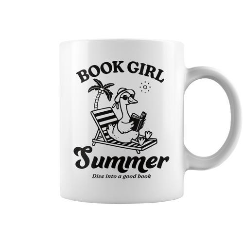 Women's Book Girl Summer Reading Duck Retro Beach Vacation Bookworm Graphic Print Coffee Mug - Bookorys CA