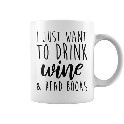 Women's Drink Wine And Read Books Bookish Book Lover Graphic Print Coffee Mug - Bookorys