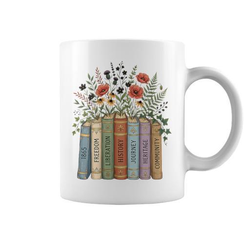 Women's Juneteenth 1865 Freedom Books Botanical Wildflower Graphic Graphic Print Coffee Mug - Bookorys CA