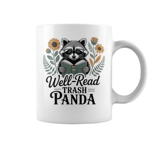 Women's Well Read Trash Panda Book Lover Raccoon Graphic Print Coffee Mug - Bookorys AU