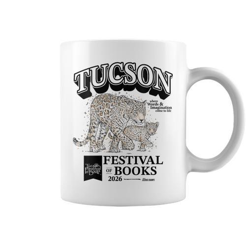 Women's Tucson Festival Of Book Merch TFOB 2026 Critter Jaguar Graphic Print Coffee Mug - Bookorys