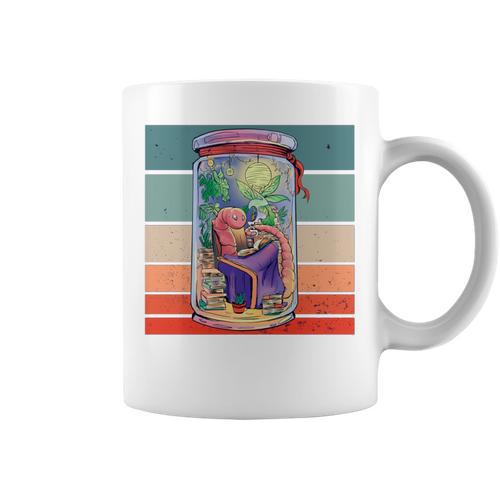 Worm Cozy Reading Books Plants Lamp Relaxation Nature Animal Graphic Print Coffee Mug - Bookorys AU