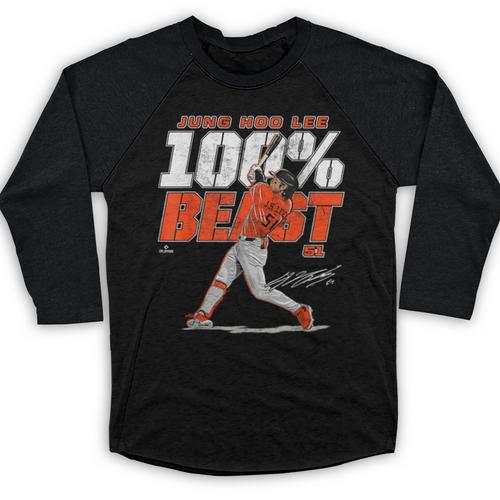 100 Beast Jung Hoo Lee San Francisco Baseball MLBPA Baseball Raglan Shirt - Sportilla