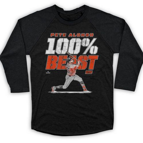 100 Beast Pete Alonso Baltimore Baseball MLBPA Baseball Raglan Shirt - Sportilla