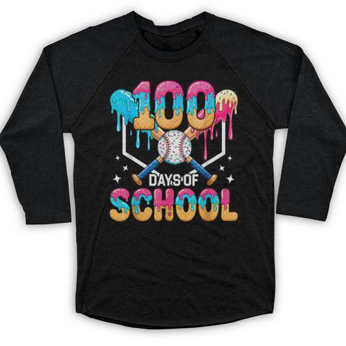 100 Days Of School Baseball Boys Kids 100th Day Of School Baseball Raglan Shirt - Sportilla