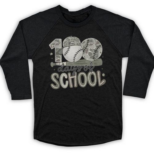 100 Days Of School Baseball Cap Boy School Teacher Baseball Raglan Shirt - Sportilla