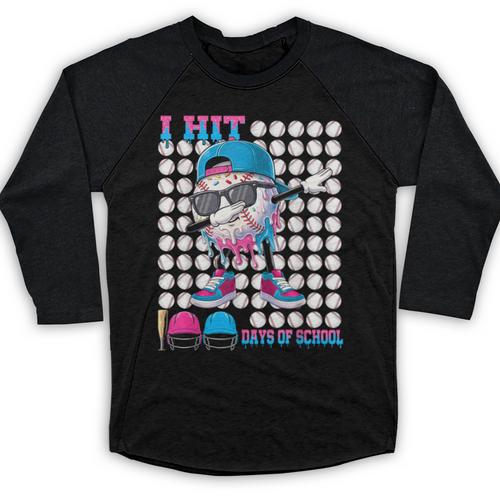 100 Days Of School Baseball Drip Boys Kids 100th Day School Baseball Raglan Shirt - Sportilla