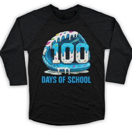 100 Days Of School Baseball Drip Ice Cream Kid Boy 100th Day Baseball Raglan Shirt - Sportilla