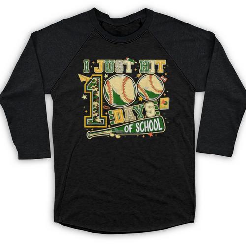 100 Days Of School Baseball I Just Hit 100 Days Boy COUNSELO Baseball Raglan Shirt - Sportilla