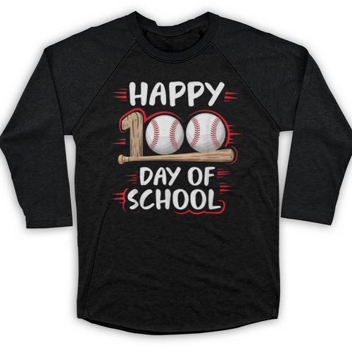 100 Days Of School Baseball Theme Kids Teens Boys 100th Day Baseball Raglan Shirt - Sportilla