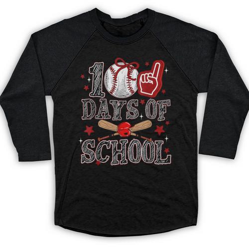 100 Days Of School Baseball Teacher 100 Days Smarter Student Baseball Raglan Shirt - Sportilla