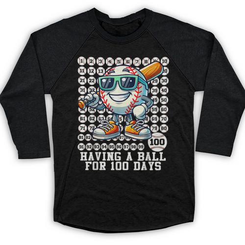 100 Days Of School Boys Baseball 100th Day Of School Kids Baseball Raglan Shirt - Sportilla