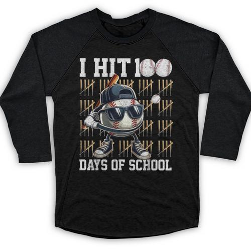 100 Days Of School Boys Kids 100th Day Balls Baseball Kids Baseball Raglan Shirt - Sportilla