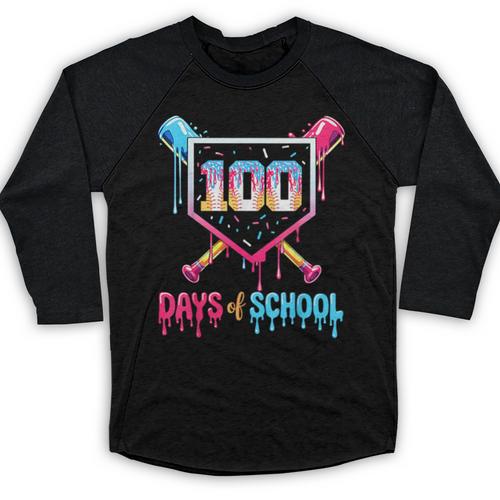 100 Days Of School Ice Cream Drip Baseball 100 Days Smarter Baseball Raglan Shirt - Sportilla