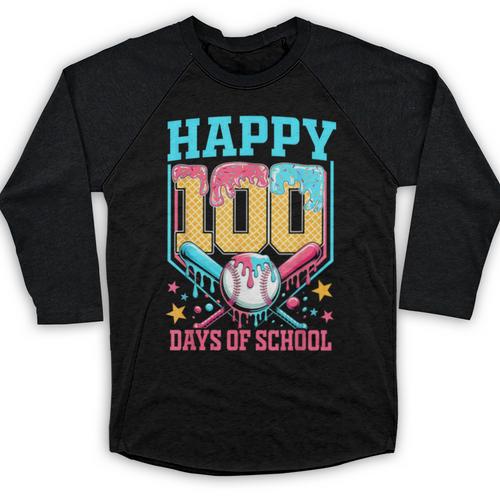 100 Days Of School Kids Baseball Drip 100th Day Of School Baseball Raglan Shirt - Sportilla