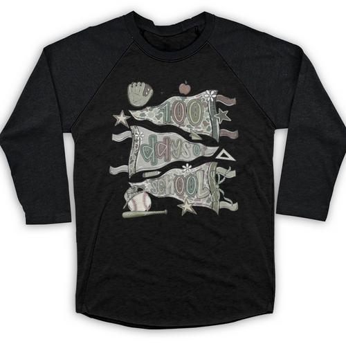 100 Days Smarter Baseball Sport School Celebration Baseball Raglan Shirt - Sportilla